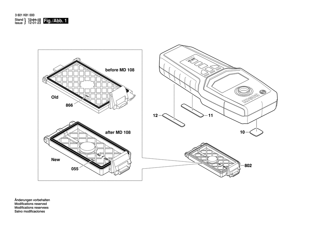 Bosch GMS 120 / 3601K81000 / EU Spare Parts