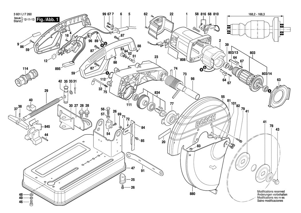 Bosch GCO 2000 / 3601L17260 / GB 110 Volt Spare Parts