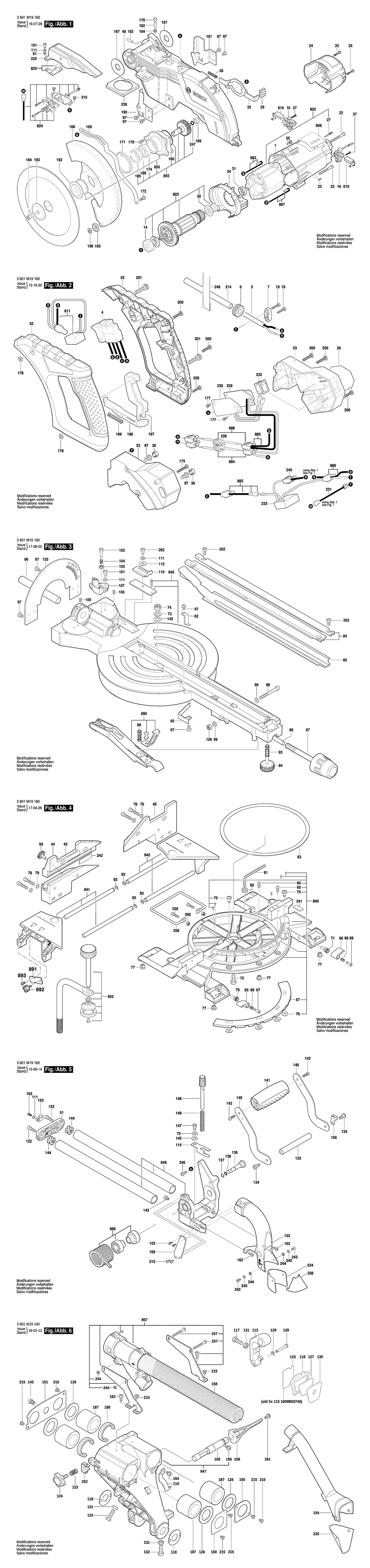 Bosch GCM 8 SJL / 3601M19160 / GB 110 Volt Spare Parts