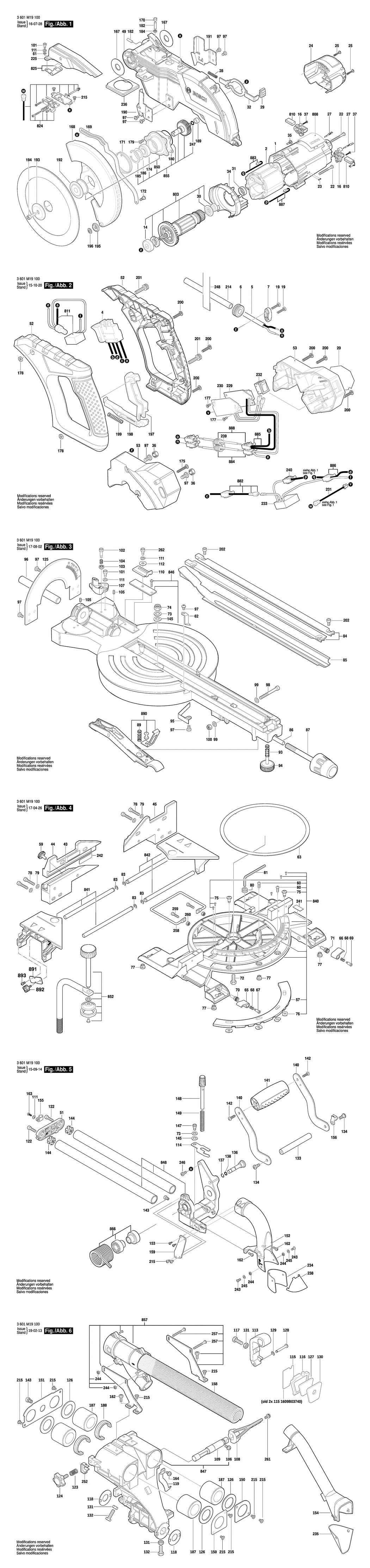 Bosch GCM 8 SJL / 3601M19170 / GB 230 Volt Spare Parts