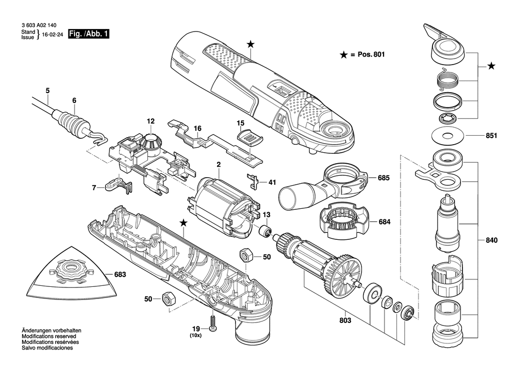 Bosch PMF 250 CES / 3603A02140 / --- 240 Volt Spare Parts