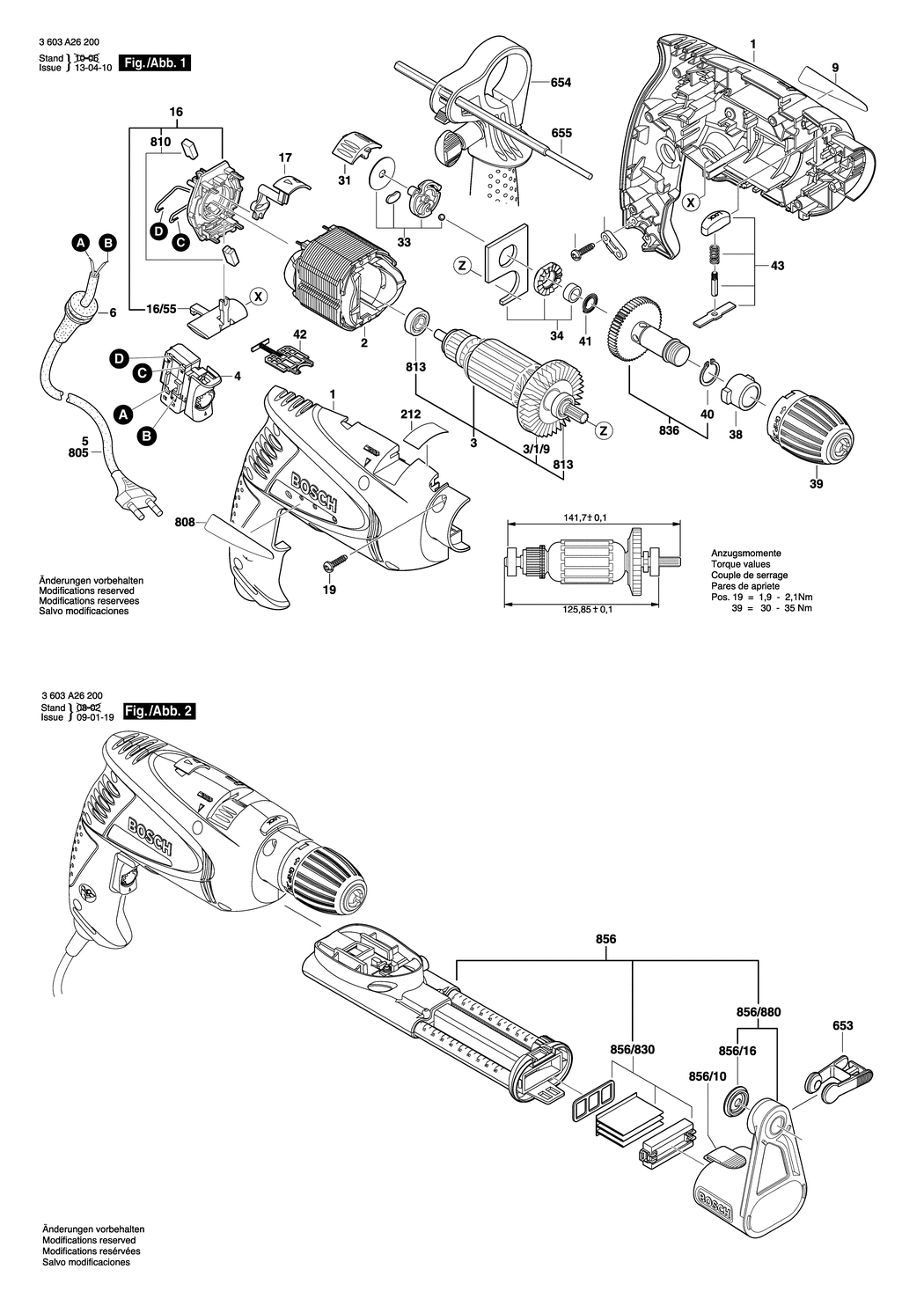 Bosch PSB 650 RE / 3603A26200 / EU 230 Volt Spare Parts