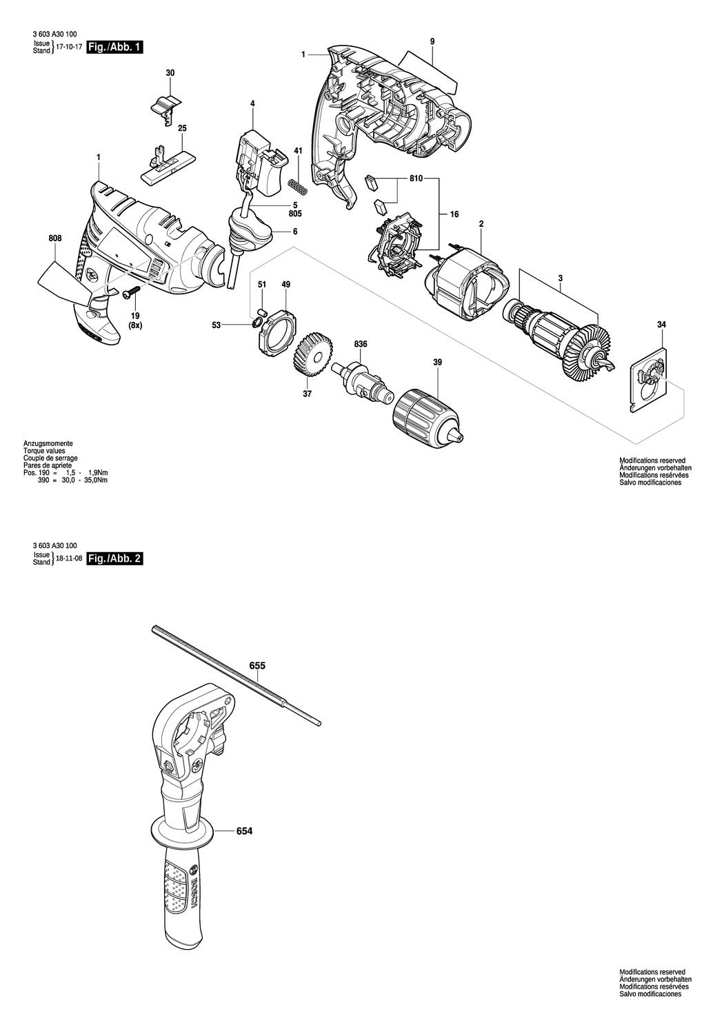 Bosch EasyImpact 570 / 3603A30100 / EU 230 Volt Spare Parts