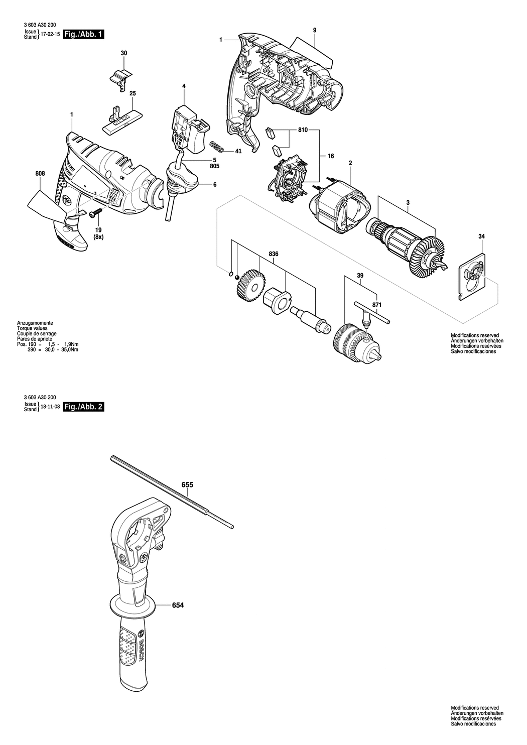 Bosch EasyImpact 540 / 3603A30200 / EU 230 Volt Spare Parts