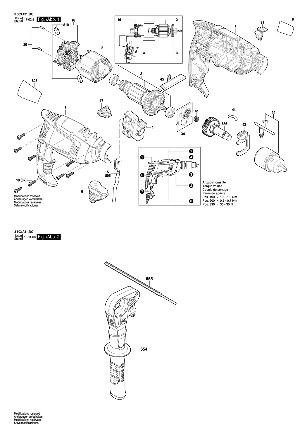 Bosch UniversalImpact 650 / 3603A31200 / EU 230 Volt Spare Parts