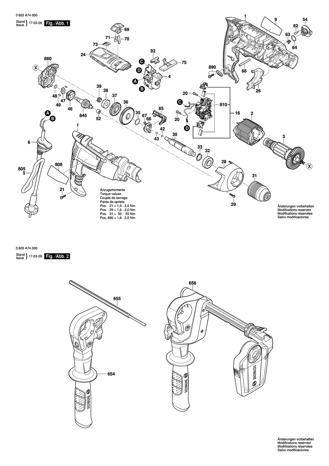 Bosch AdvancedImpact 900 / 3603A74000 / EU 230 Volt Spare Parts