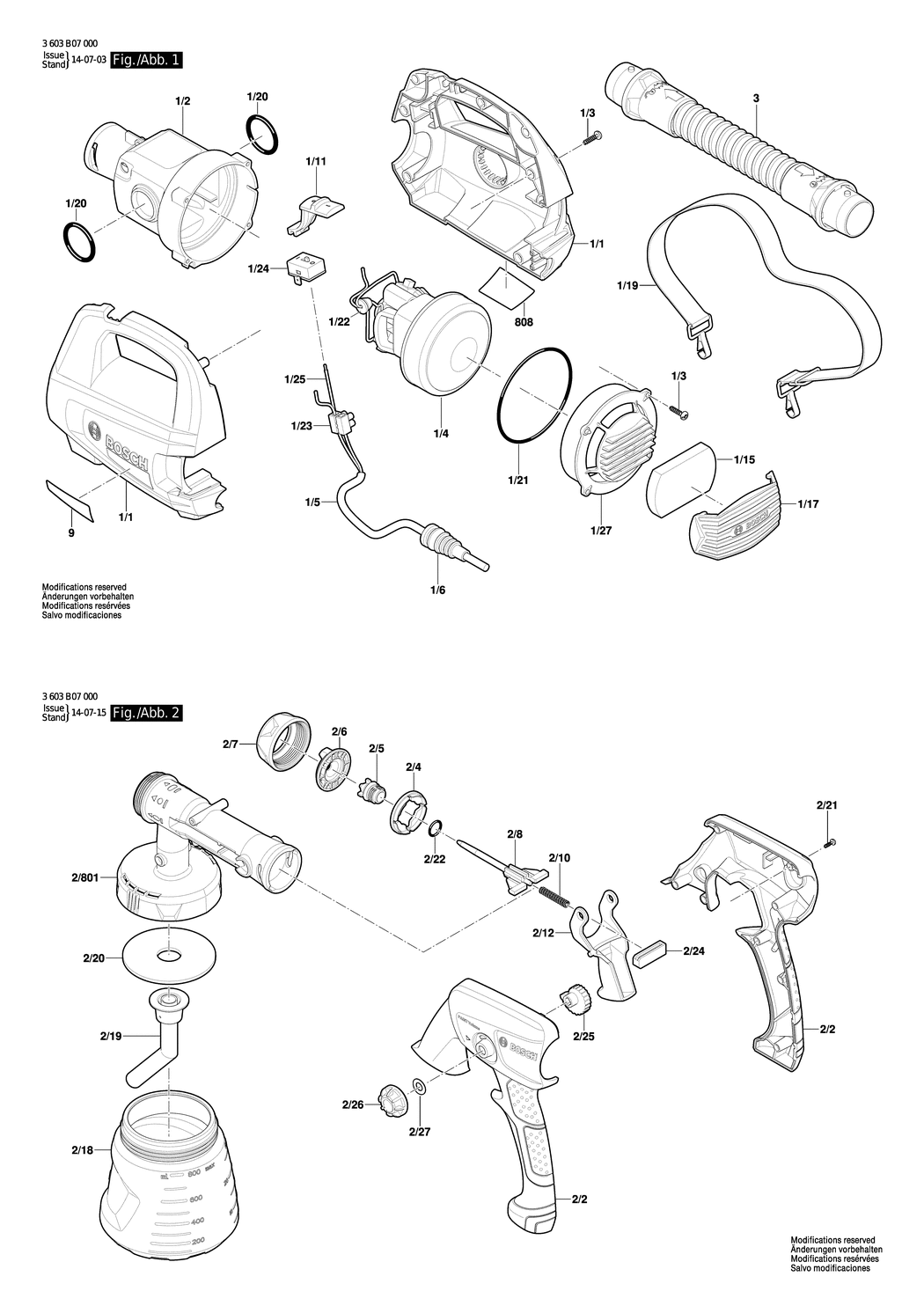 Bosch PFS 1000 / 3603B07000 / EU 230 Volt Spare Parts