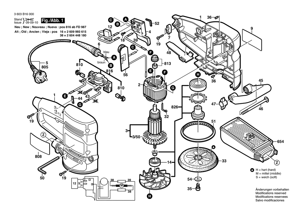 Bosch PEX 420 AE / 3603B16000 / EU 230 Volt Spare Parts