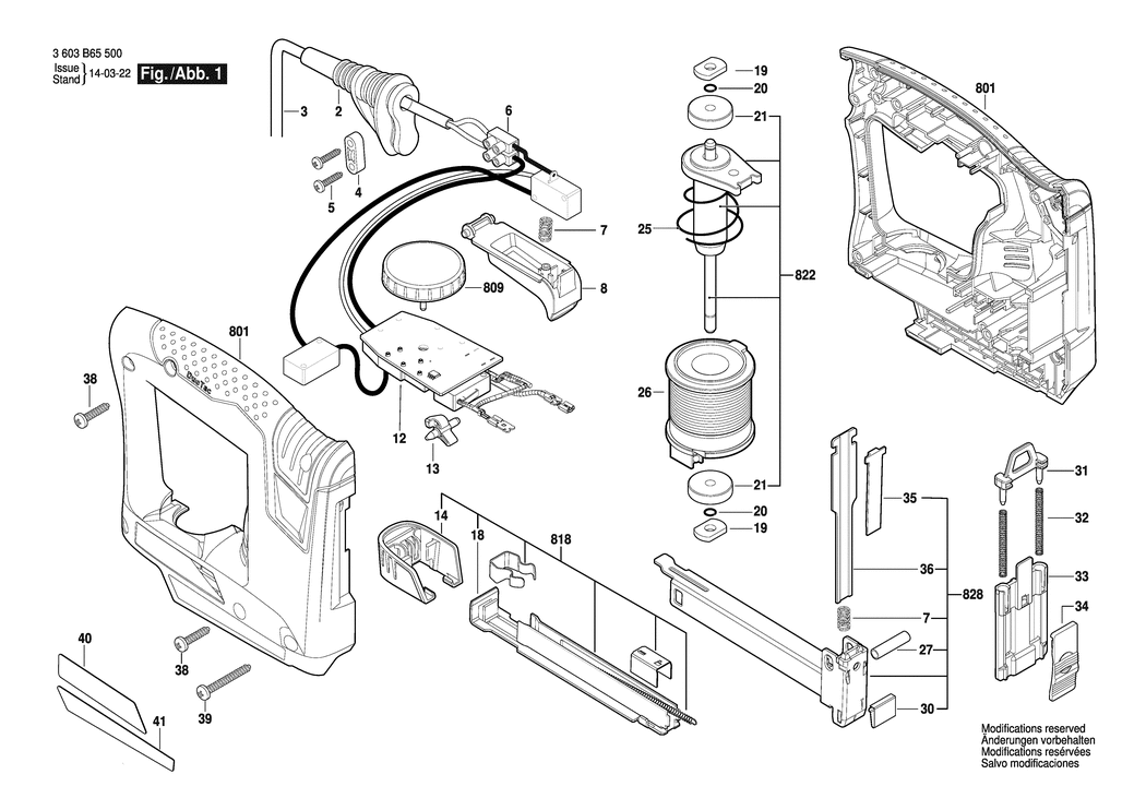 Bosch PTK 14 EDT / 3603B65500 / EU 230 Volt Spare Parts