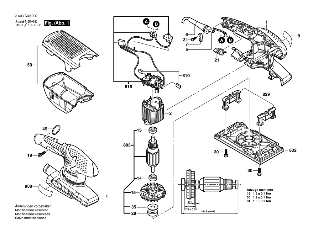 Bosch PSS 200 A / 3603C40070 / GB 230 Volt Spare Parts