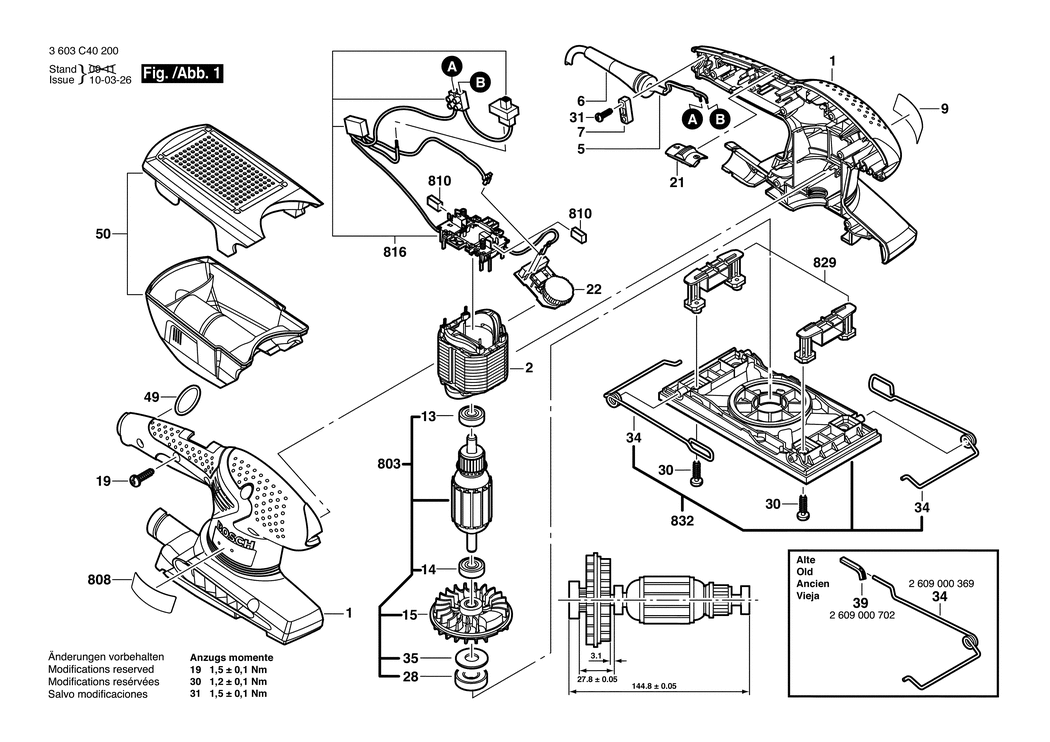 Bosch PSS 250 AE / 3603C40200 / EU 230 Volt Spare Parts