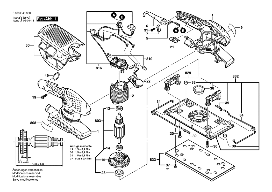 Bosch PSS 300 AE / 3603C40370 / GB 230 Volt Spare Parts