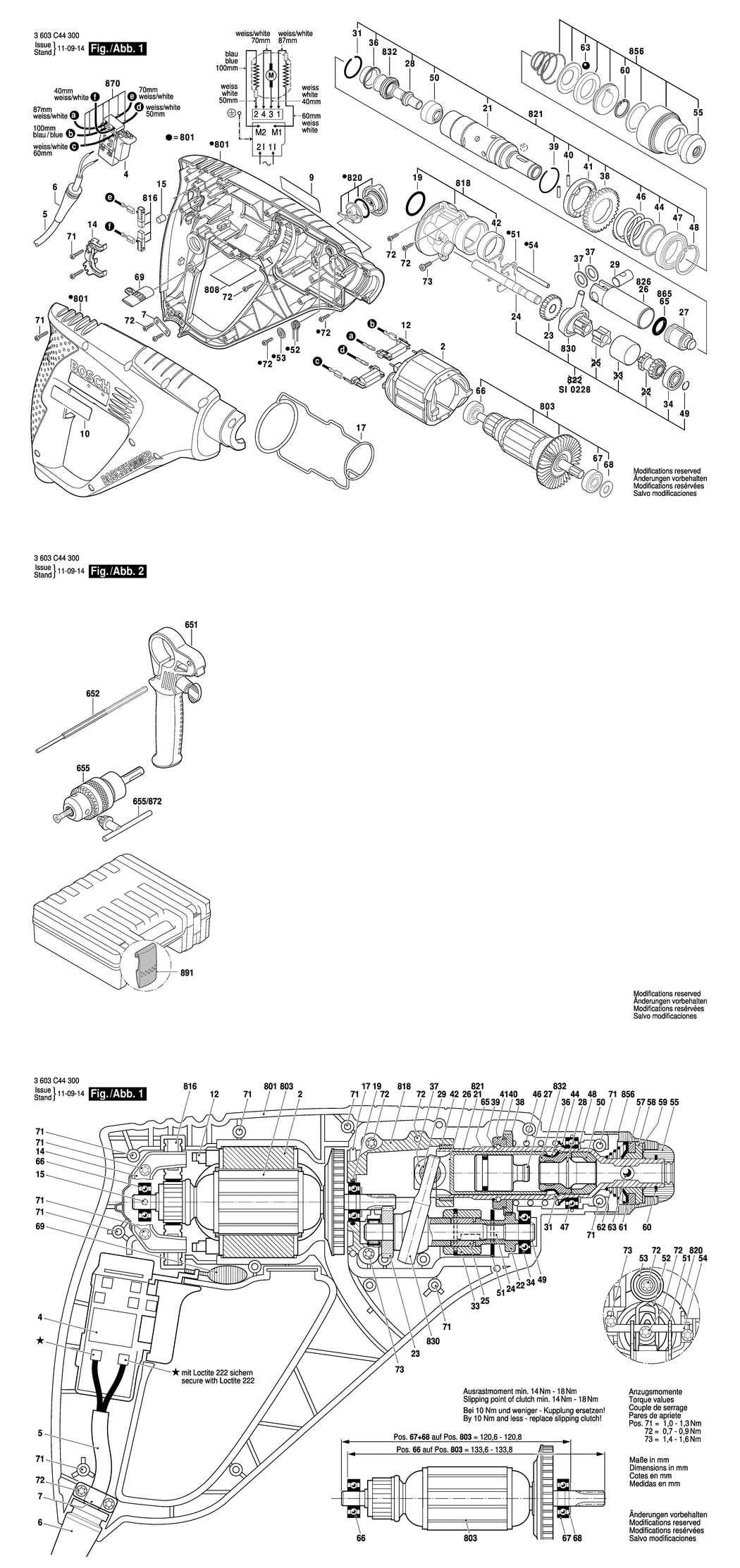 Bosch PBH 2000 RE / 3603C44330 / CH 230 Volt Spare Parts