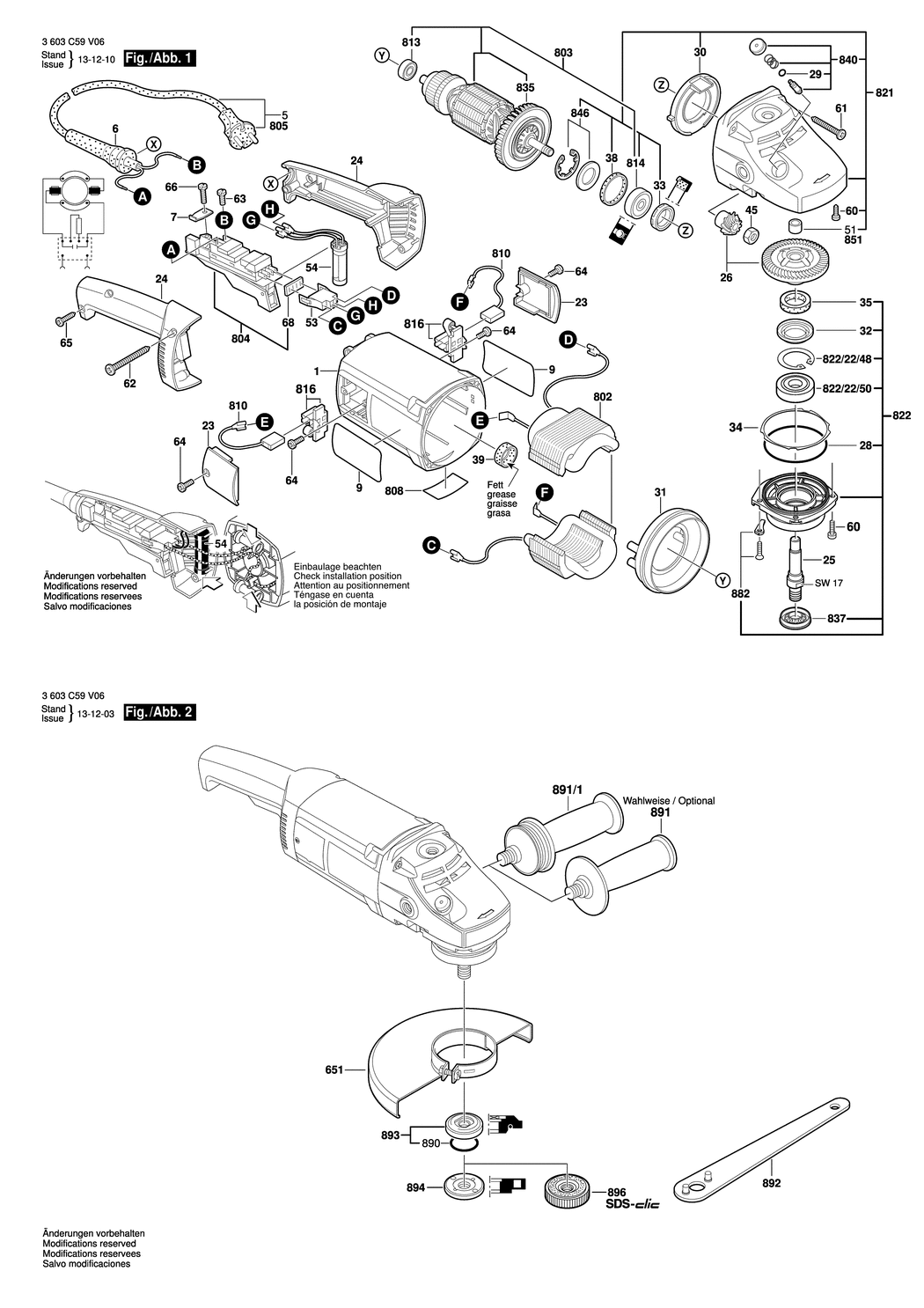 Bosch PWS 20-230 J / 3603C59V06 / EU 230 Volt Spare Parts