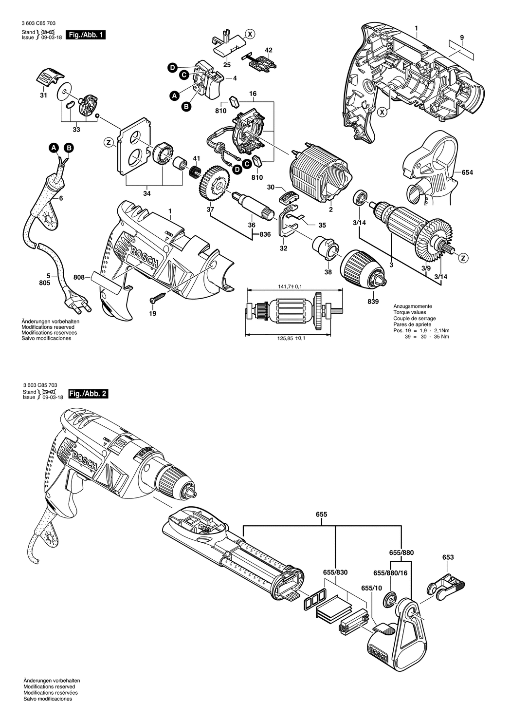 Bosch PSB 650 RA / 3603C85703 / EU 230 Volt Spare Parts