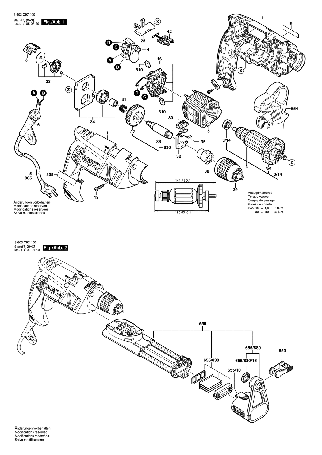Bosch PSB 550 RA / 3603C97402 / EU 230 Volt Spare Parts
