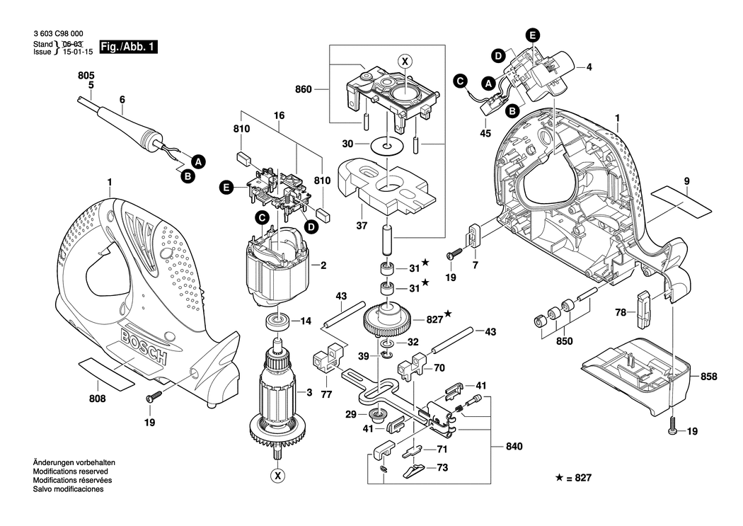 Bosch PFZ 500 E / 3603C98070 / GB 230 Volt Spare Parts