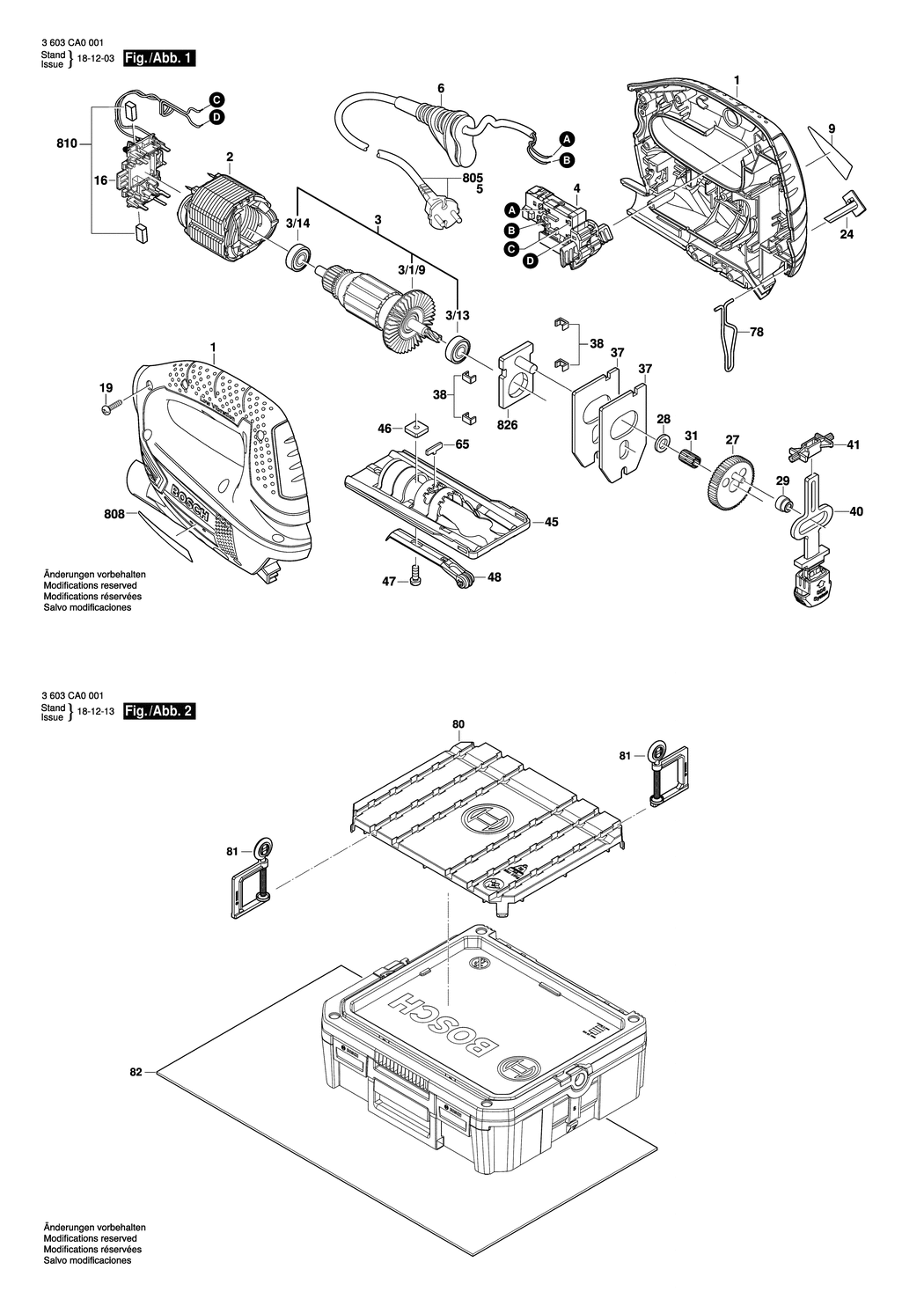 Bosch PST 7000 E / 3603CA0001 / EU 230 Volt Spare Parts