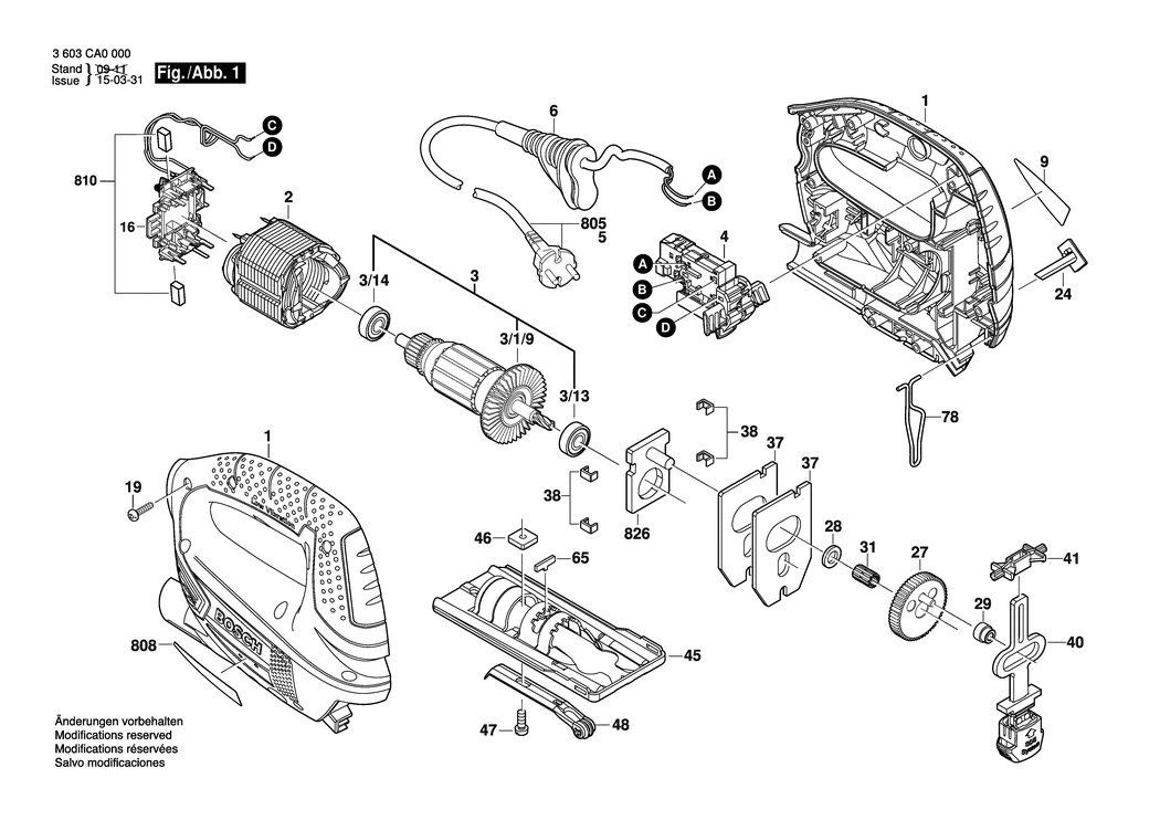 Bosch PST 700 E / 3603CA0070 / GB 230 Volt Spare Parts