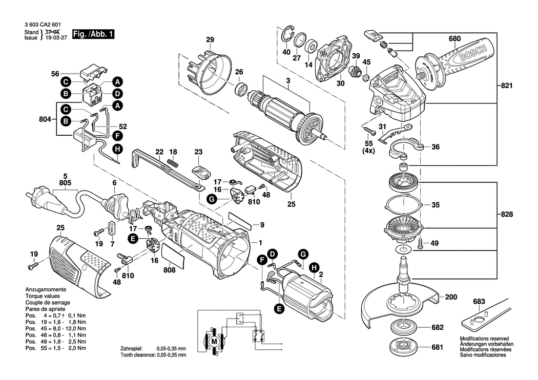 Bosch PWS 1000-125 / 3603CA2601 / EU Spare Parts