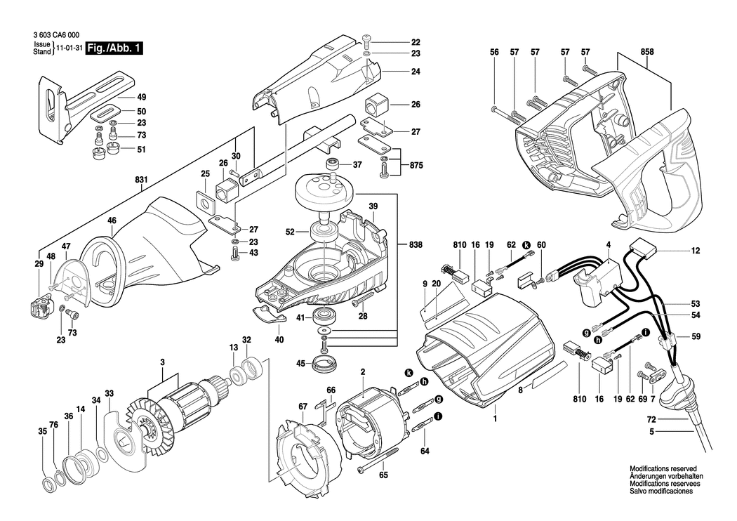 Bosch PSA 900 E / 3603CA6000 / EU 230 Volt Spare Parts