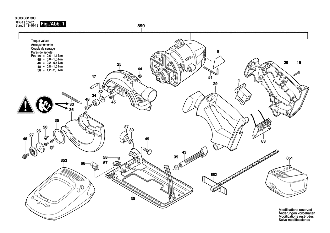 Bosch PKS 18 LI / 3603CB1300 / EU 18 Volt Spare Parts