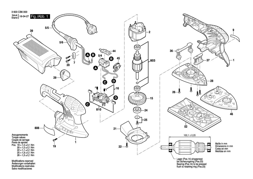 Bosch PSM 200 AES / 3603CB6000 / EU 230 Volt Spare Parts