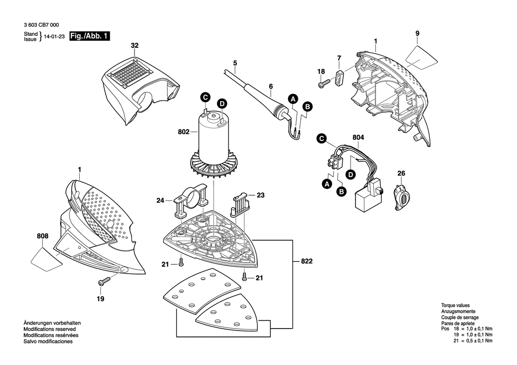 Bosch PSM 100 A / 3603CB7070 / GB 230 Volt Spare Parts