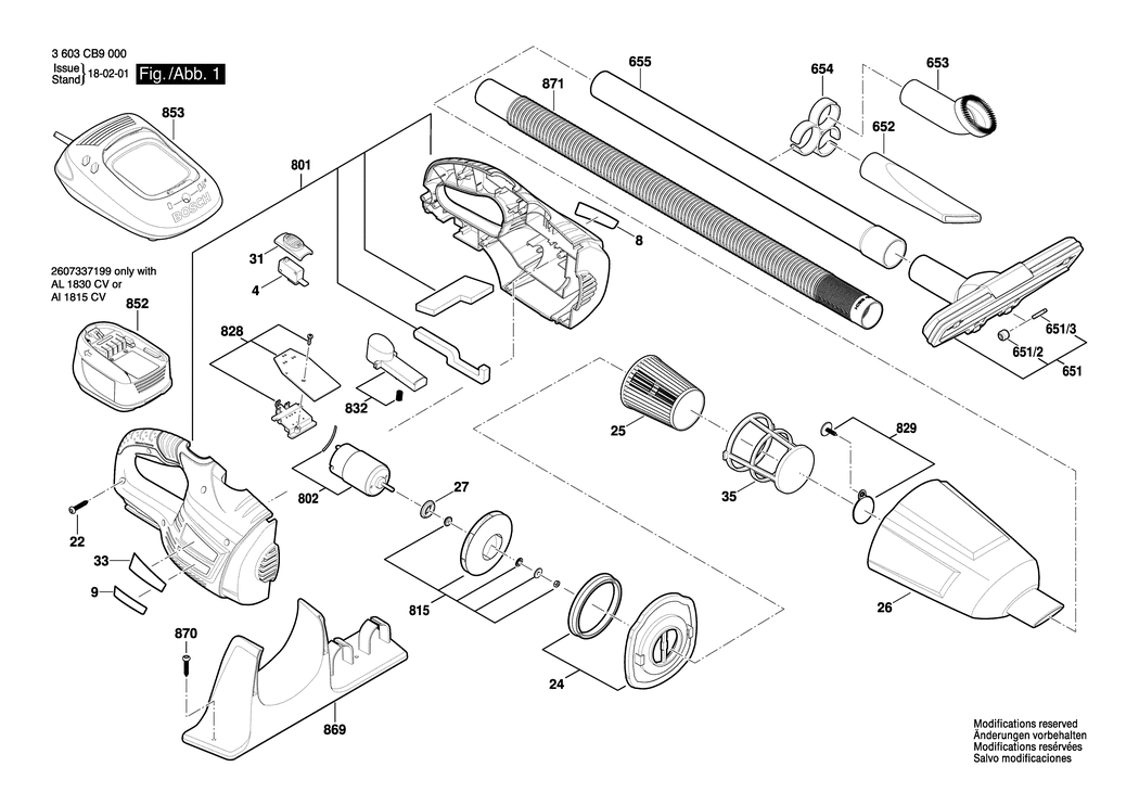 Bosch PAS 18 LI / 3603CB9000 / EU 18 Volt Spare Parts