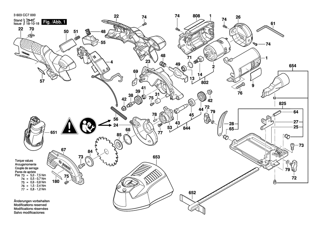 Bosch PKS 10.8 V-LI / 3603CC7000 / EU 10.8 Volt Spare Parts