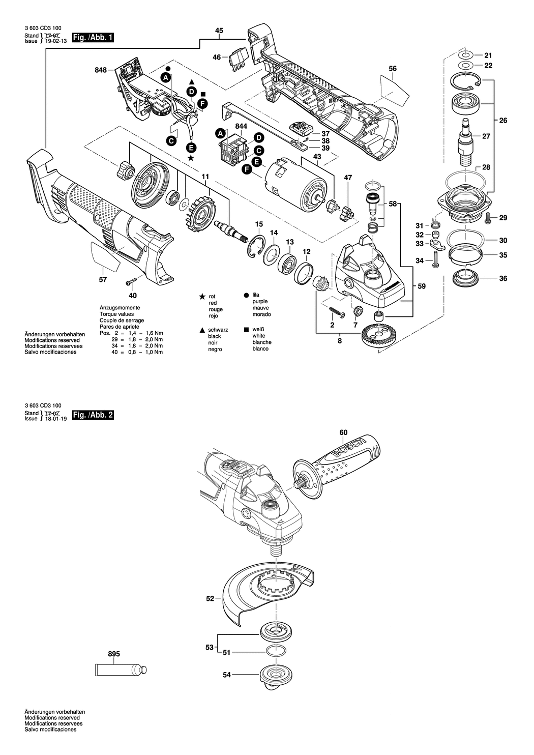 Bosch AdvancedGrind 18 / 3603CD3100 / EU 18 Volt Spare Parts