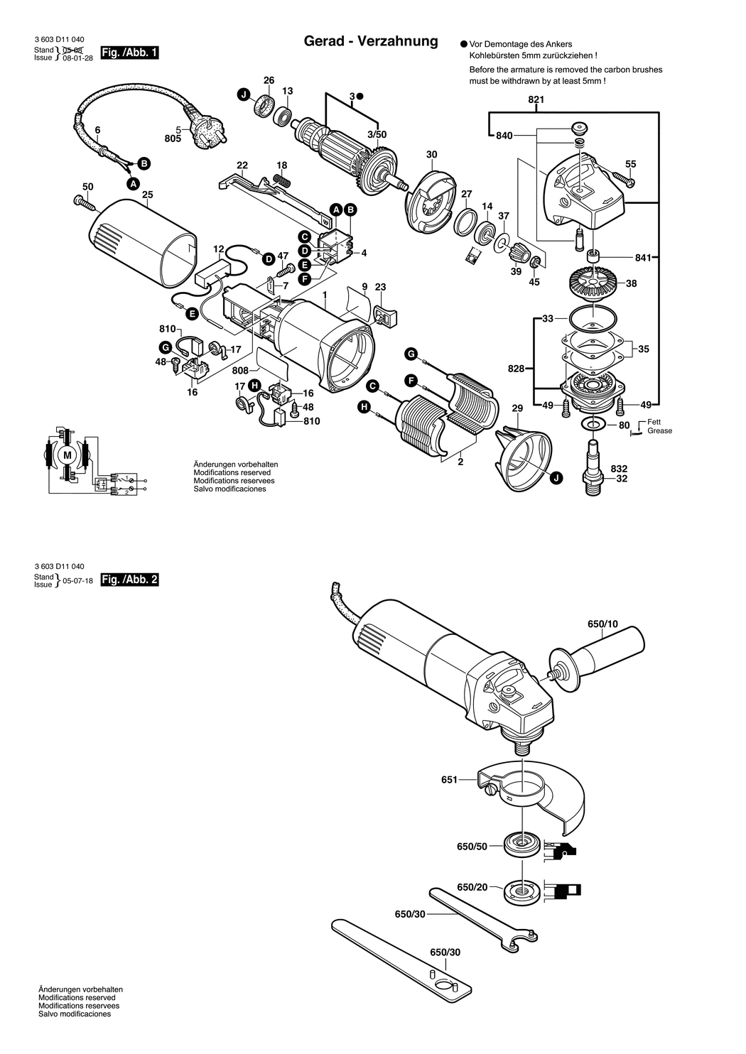 Bosch PWS 600 / 3603D11070 / GB 230 Volt Spare Parts