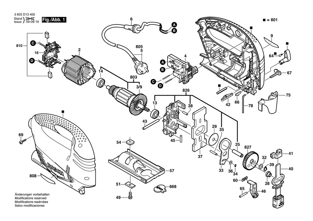 Bosch PST 700 PE / 3603D13470 / GB 230 Volt Spare Parts