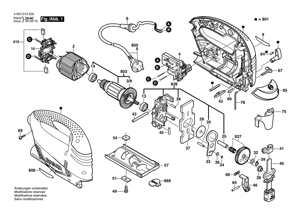 Bosch PST 700 PEL / 3603D13570 / GB 230 Volt Spare Parts