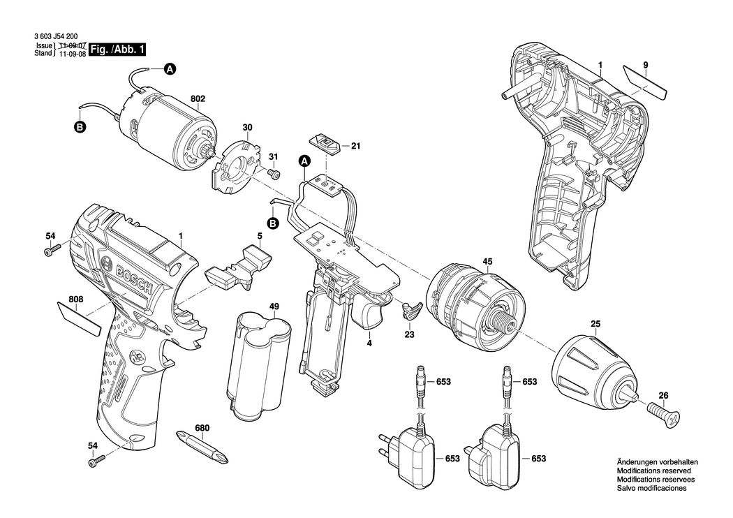 Bosch PSR 10.8 LI / 3603J54200 / EU 10.8 Volt Spare Parts