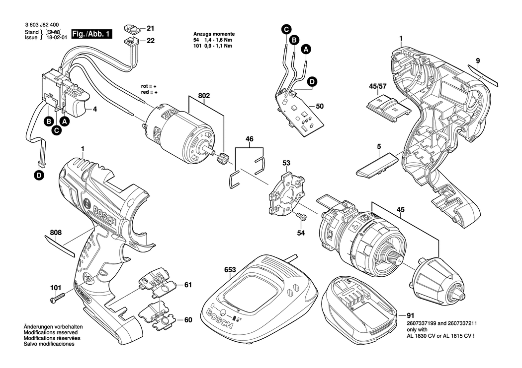 Bosch PSB 14.4 LI-2 / 3603J82400 / EU 14.4 Volt Spare Parts