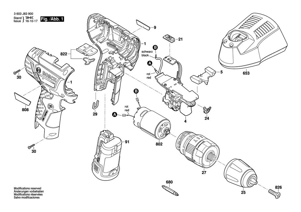 Bosch PSB 10.8 LI-2 / 3603J83900 / --- 10.8 Volt Spare Parts