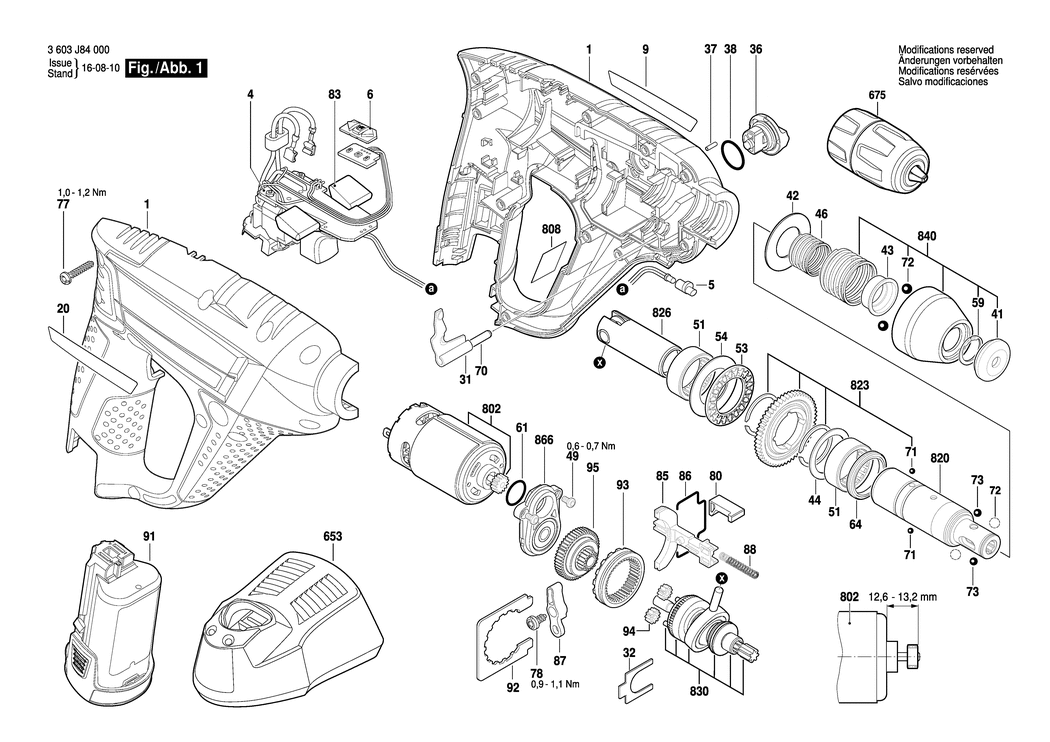 Bosch UNEO / 3603J84000 / EU 10.8 Volt Spare Parts