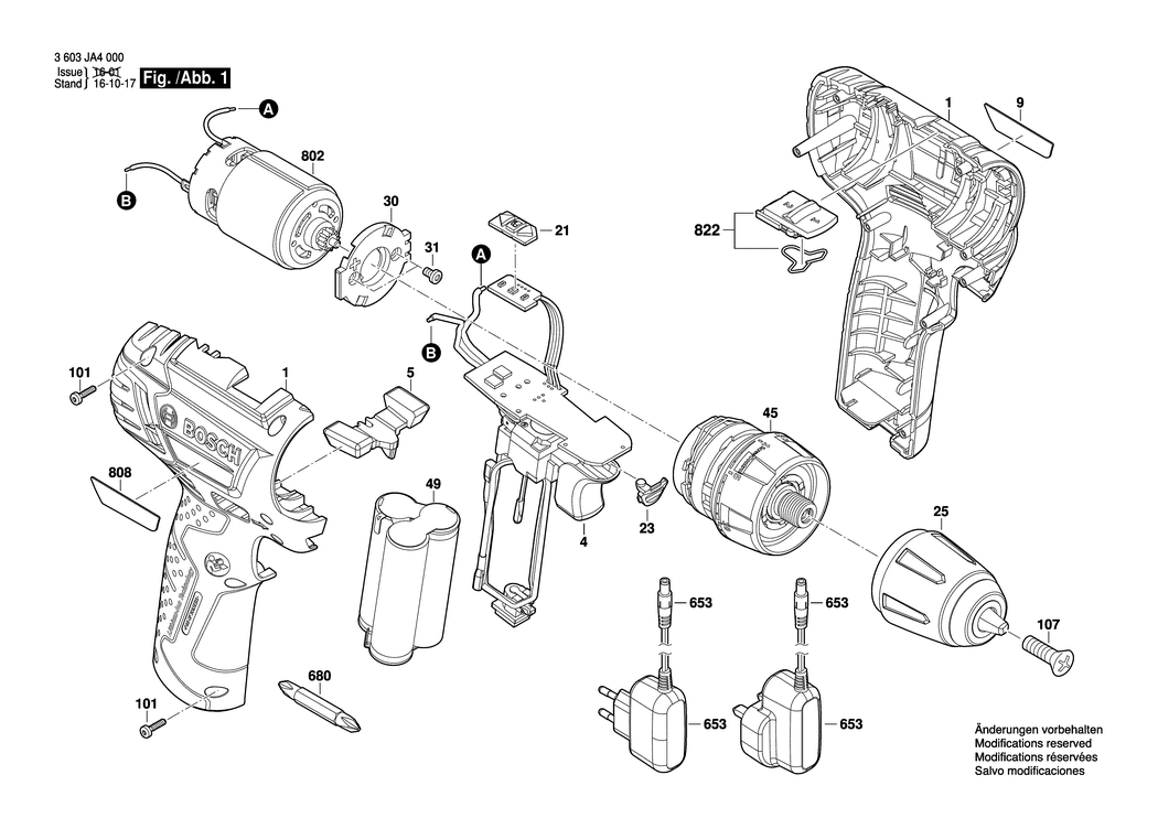Bosch PSR 10.8 LI-2 / 3603JA4000 / EU 10.8 Volt Spare Parts