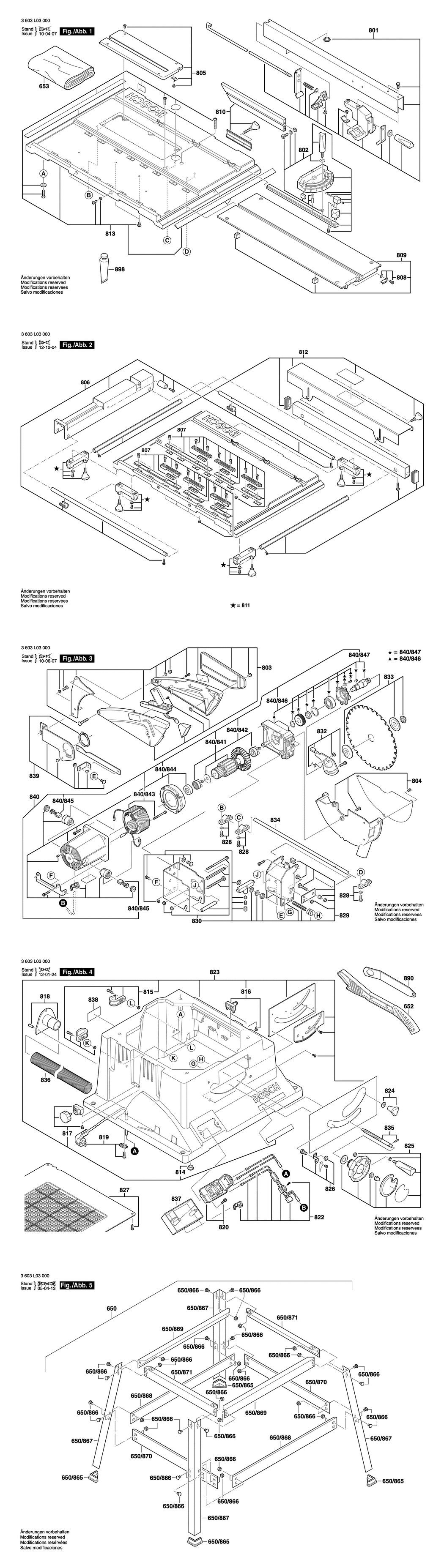 Bosch PTS 10 / 3603L03030 / CH 230 Volt Spare Parts