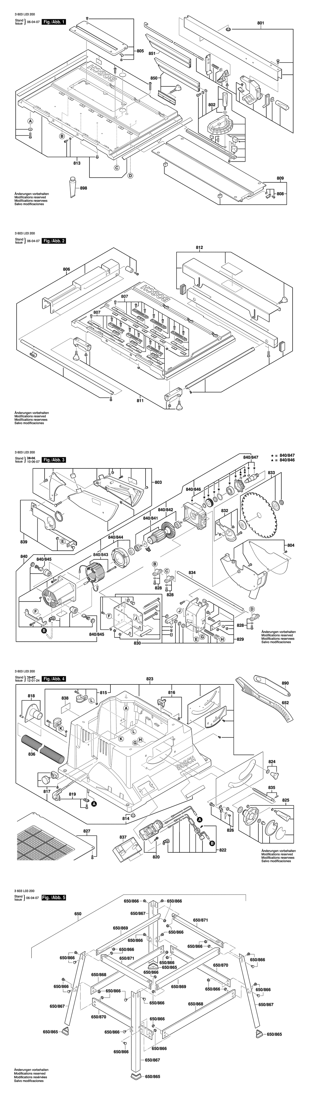 Bosch PTS 10 / 3603L03200 / EU 230 Volt Spare Parts