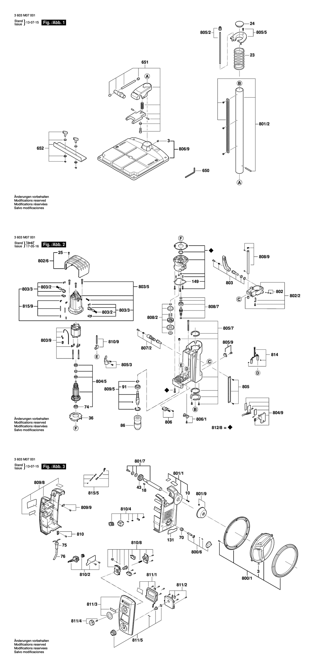 Bosch PBD 40 / 3603M07001 / EU 230 Volt Spare Parts