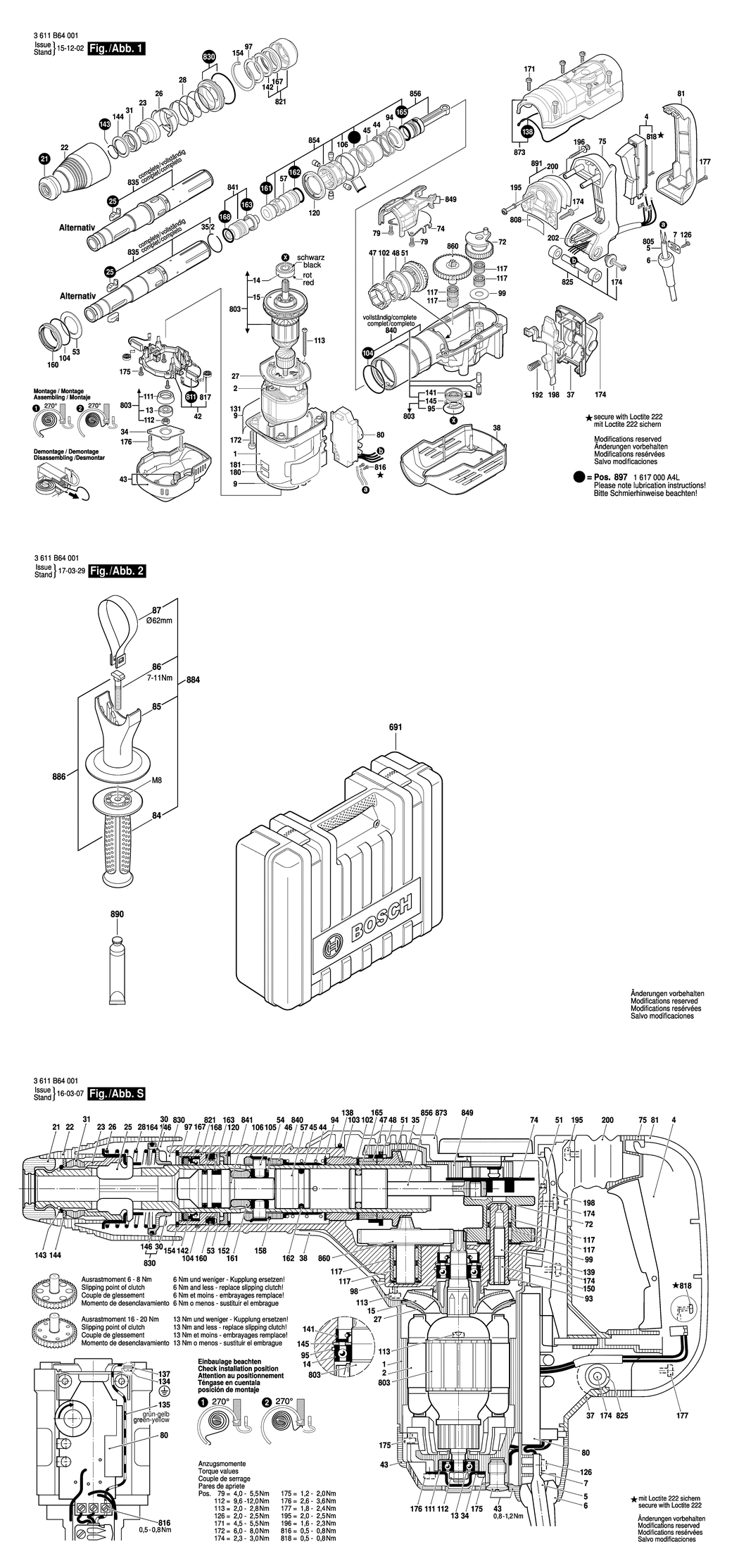 Bosch GBH 5-40 DCE / 3611B64071 / GB 230 Volt Spare Parts