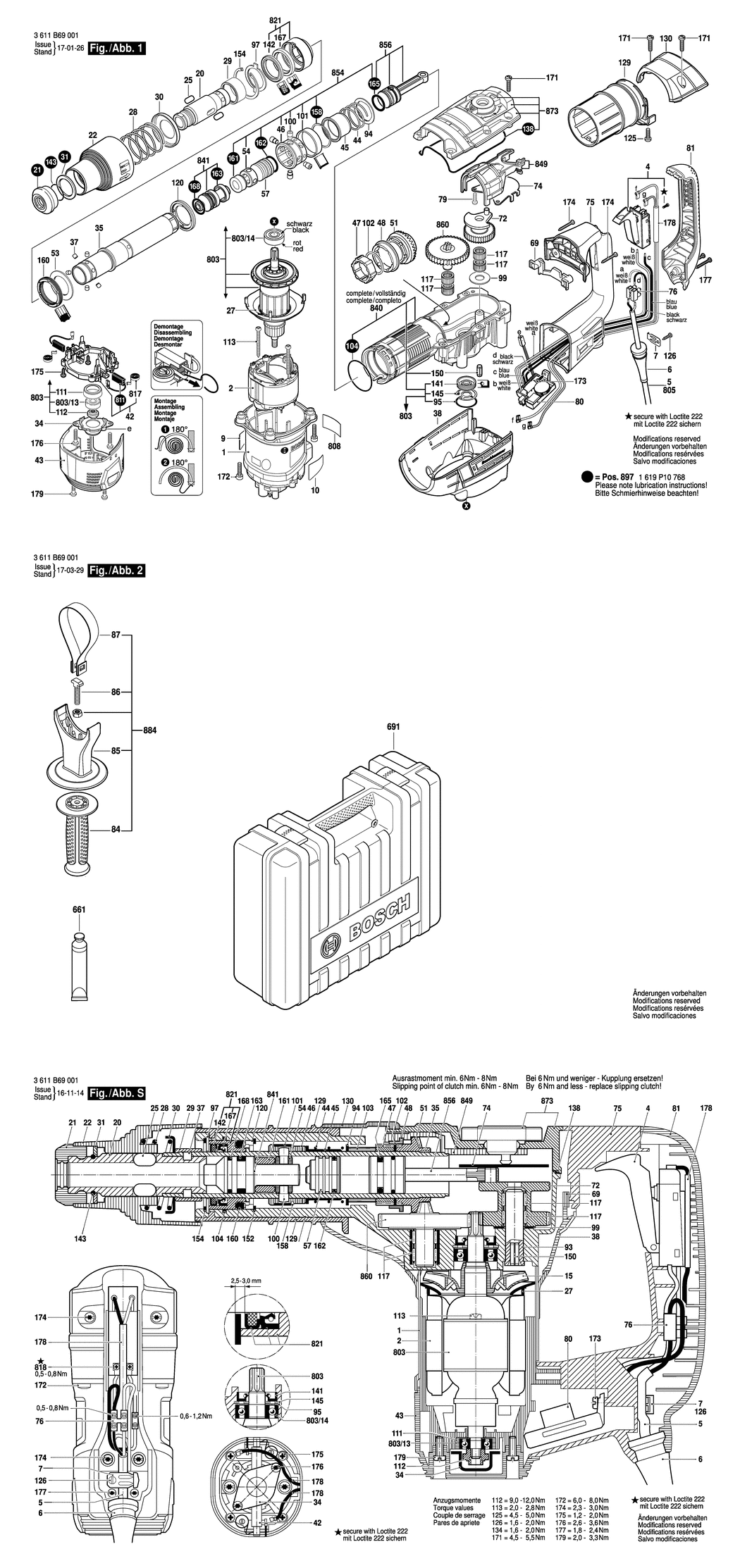 Bosch GBH 5-40 D / 3611B69030 / CH 230 Volt Spare Parts