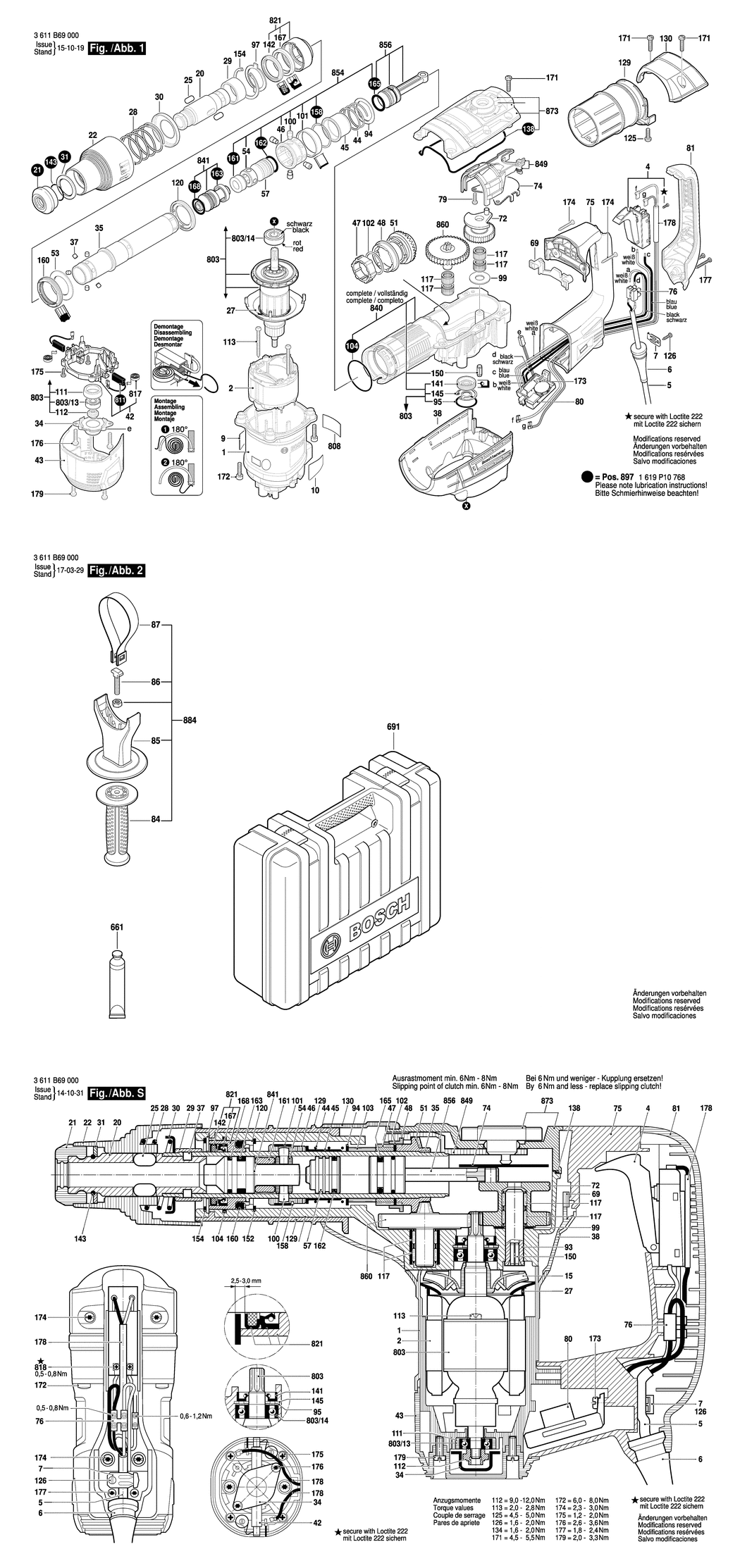 Bosch GBH 5-40 D / 3611B69070 / GB 240 Volt Spare Parts