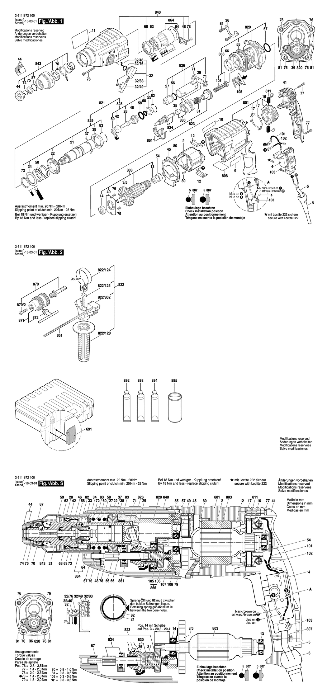 Bosch GBH 2-24 DRE / 3611B72100 / --- 230 Volt Spare Parts