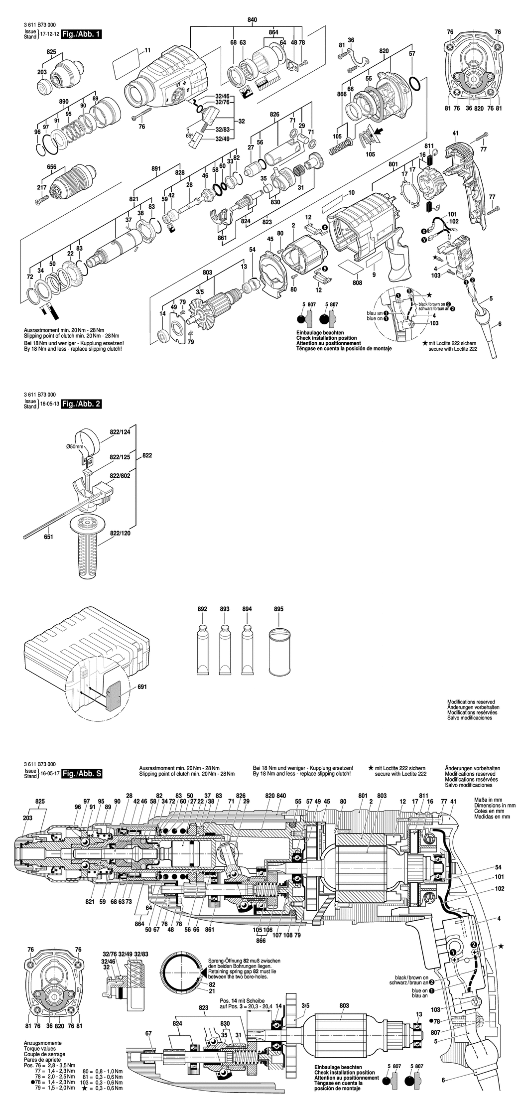 Bosch GBH 2-24 DFR / 3611B73000 / EU 230 Volt Spare Parts