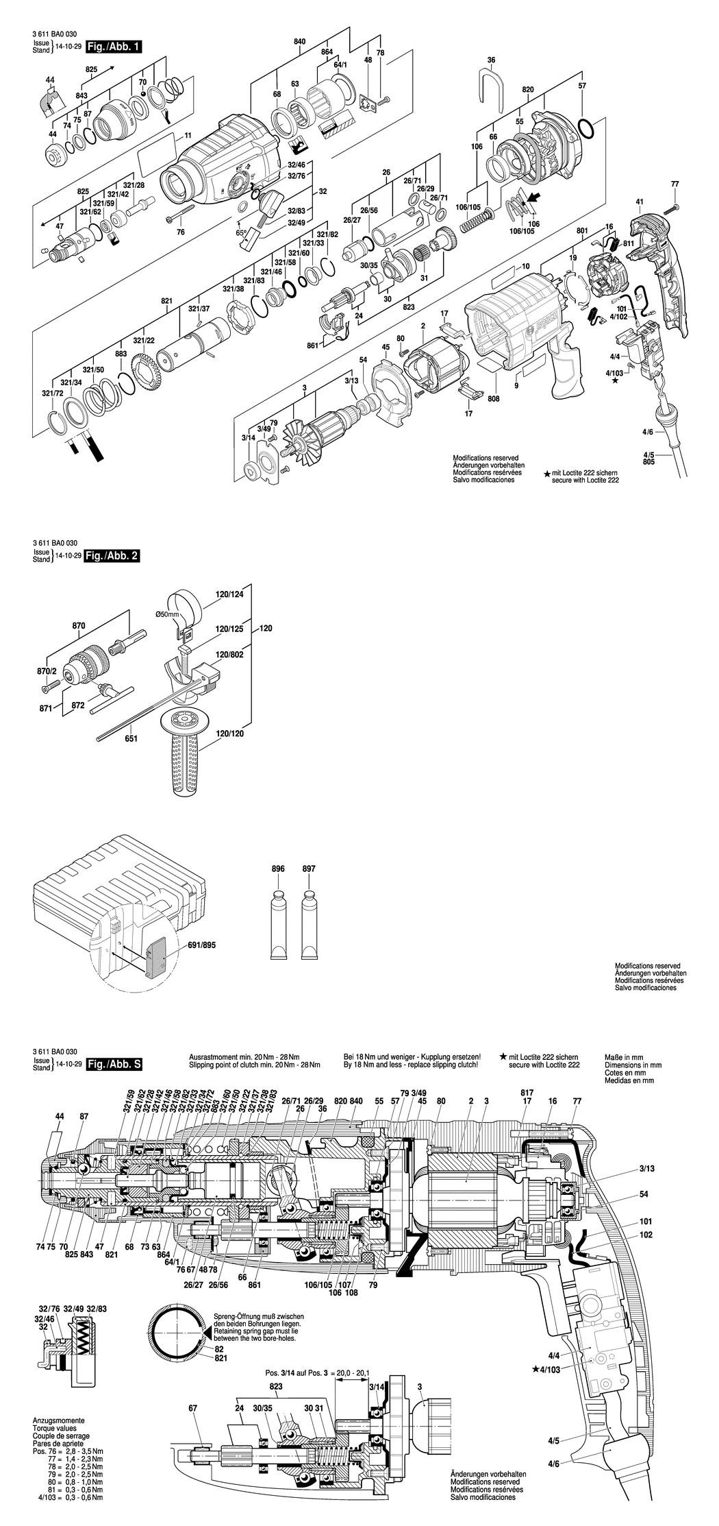 Bosch GBH 2-24D / 3611BA0070 / GB 230 Volt Spare Parts