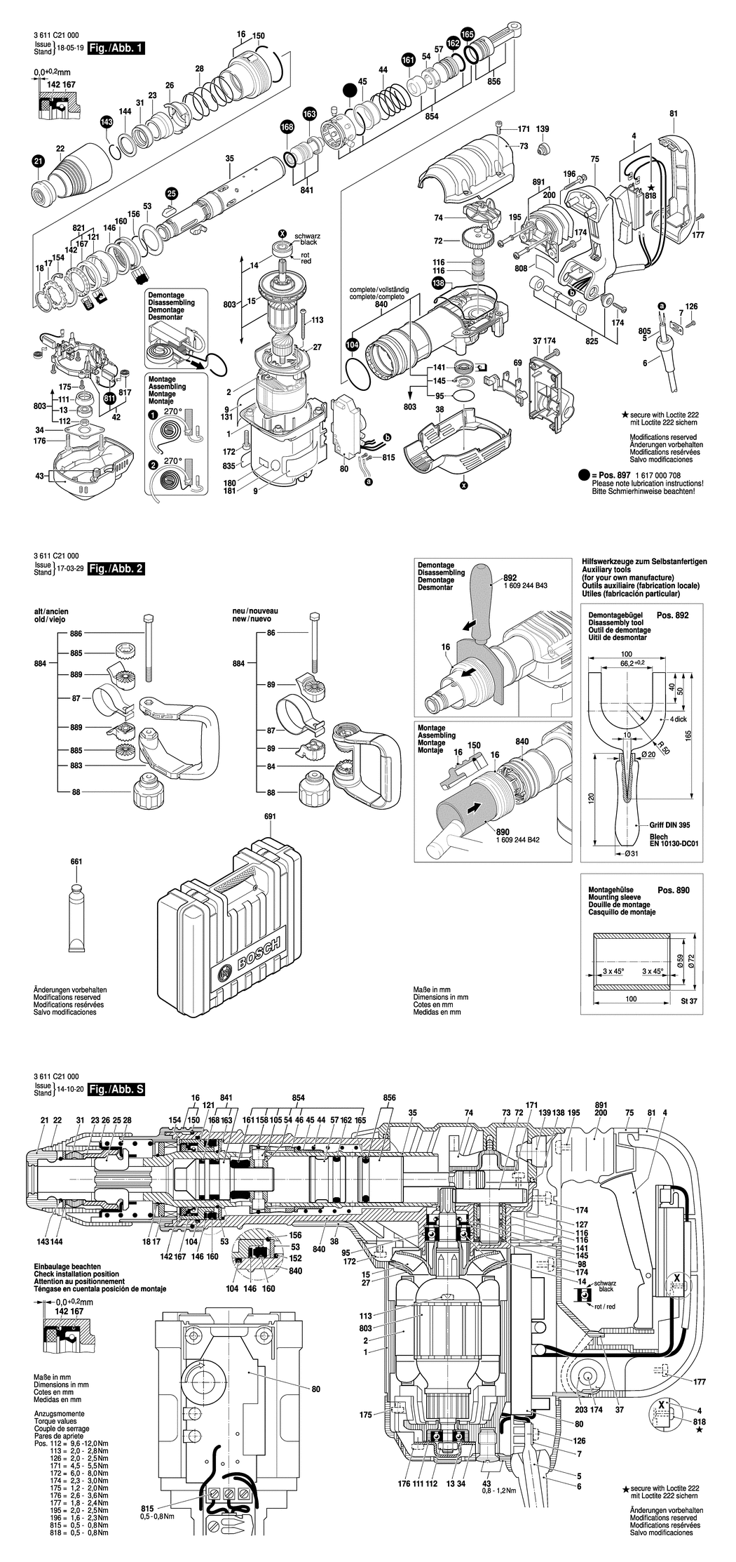 Bosch GSH 5 CE / 3611C21000 / EU 230 Volt Spare Parts