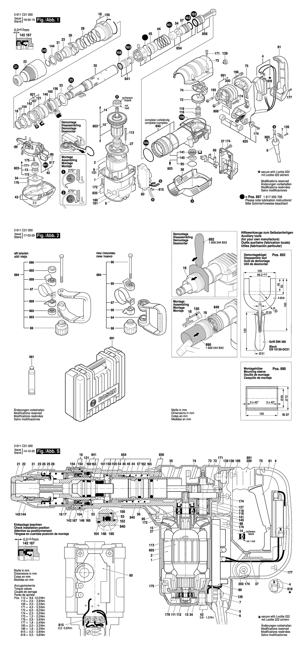 Bosch GSH 5 CE / 3611C21070 / GB 230 Volt Spare Parts